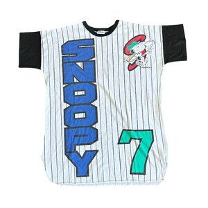 Vintage 1958 Snoopy Flirts Striped Graphic T Shirt Jersey L 50s USA Made